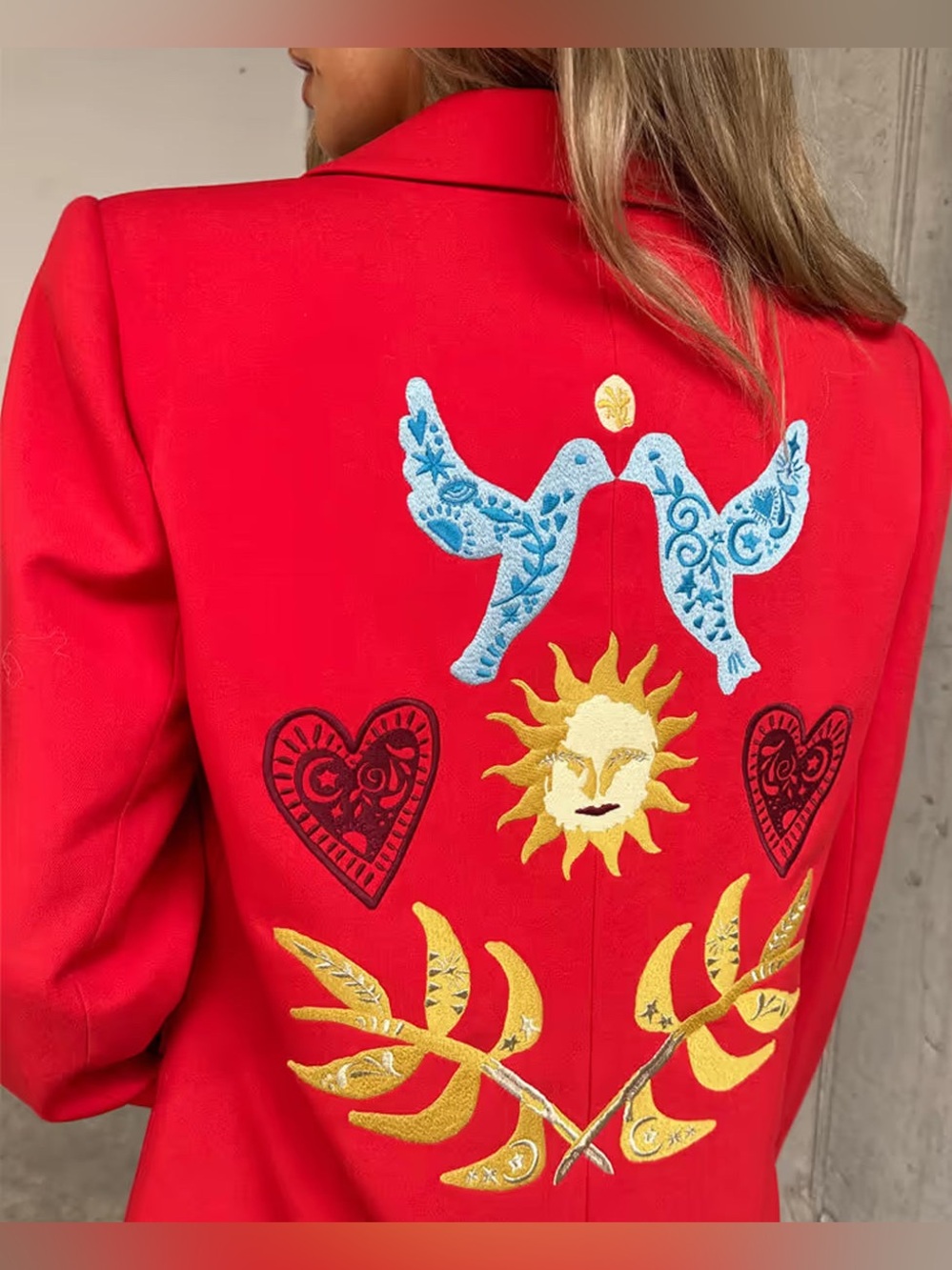 Never Fully Dressed Red Sundazed Romance Blazer size 12